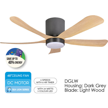[CLIMATE VOUCHER $400] iFan 48in DC Motor Ceiling Fan | 5 Blade | 6 Speed Selection (IF8548DGLW)