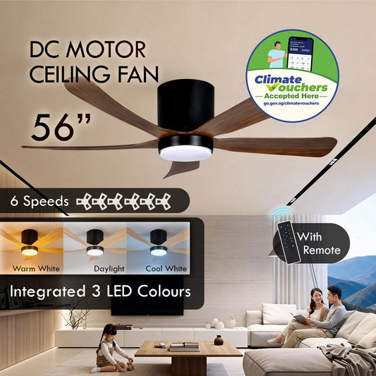[CLIMATE VOUCHER $400] iFan 56in DC Motor Ceiling Fan | 5 Blades | 6 Speed Selection (IF8556DGDW)