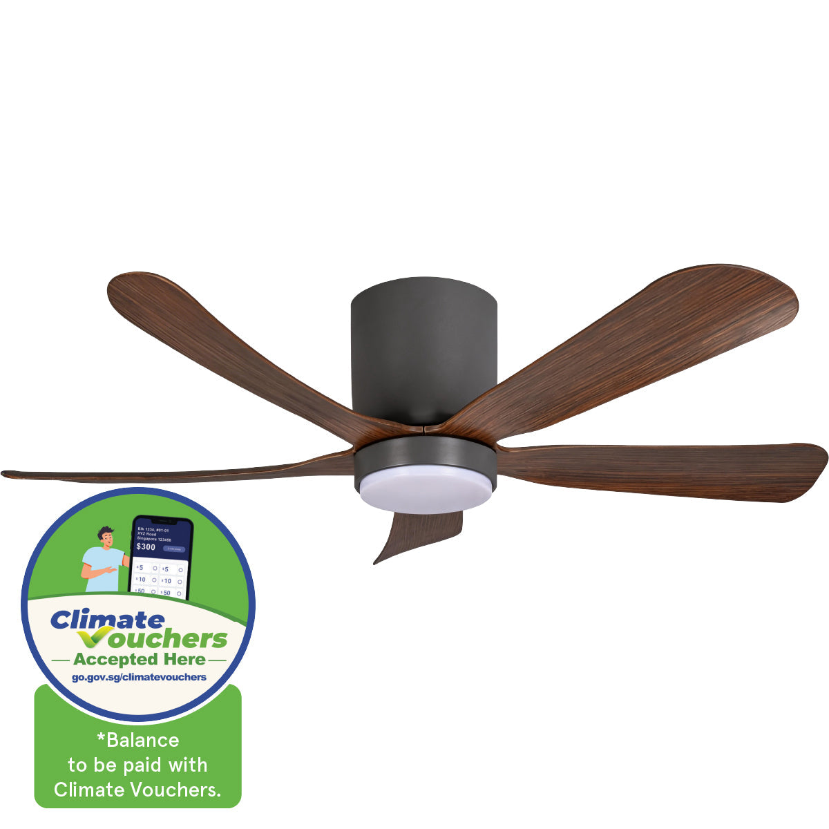 [CLIMATE VOUCHER $400] iFan 56in DC Motor Ceiling Fan | 5 Blades | 6 Speed Selection (IF8556DGDW)