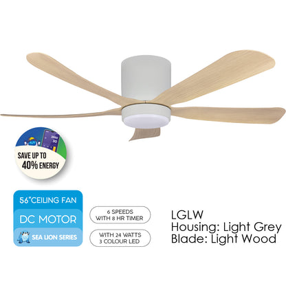 [CLIMATE VOUCHER $400] iFan 56in DC Motor Ceiling Fan | 5 Blades | 6 Speed Selection ((IF8556LGLW)