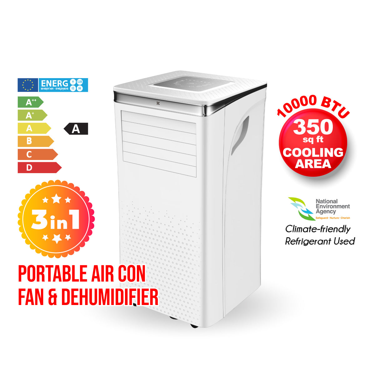 iFan Portable Aircon - 3in1 Portable Air Conditioner / Fan / Dehumidifier. Remote Control. 10000 BTU. cools 350 sq feet. white. IF9010