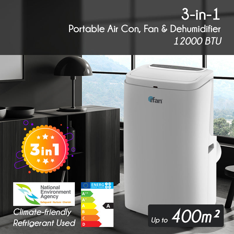 iFan Portable Aircon - 3in1 Portable Air Conditioner / Fan / Dehumidifier. Remote Control. 12000 BTU. cools 550 sq feet. white. IF9012