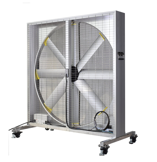 ILG-54-Solar-S : iLIVING 54 Inch Mobile Industrial Floor Fan. 375W. 28000 CFM High Velocity Cooling. Smart App & Remote Control. Mobile Wheeled Design. IP68 Waterproof. Washdown. Quiet Brushless DC Motor