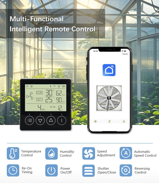 ILG-54-Solar-S : iLIVING 54 Inch Mobile Industrial Floor Fan. 375W. 28000 CFM High Velocity Cooling. Smart App & Remote Control. Mobile Wheeled Design. IP68 Waterproof. Washdown. Quiet Brushless DC Motor