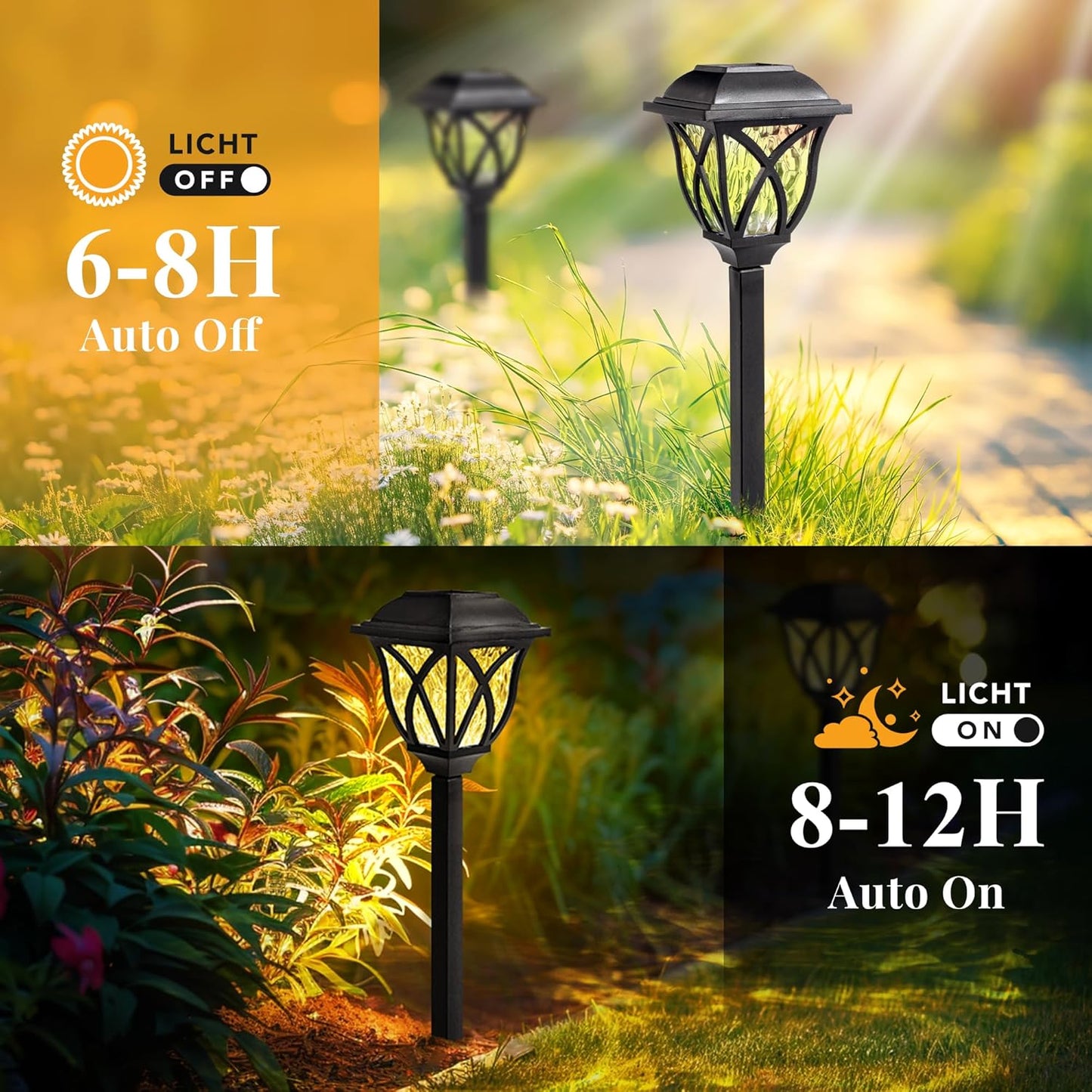 Solar Lights Outdoor Garden 6 Pack – Waterproof LED Pathway Lights. Warm White Solar Powered Landscape Lights for Yard. Patio. Walkway. and Driveway