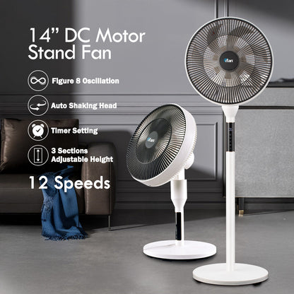 [CLIMATE VOUCHER $400]iFan 14 DC Motor Stand Fan With Figure 8 Oscillation. white. IF7436 (Grey)
