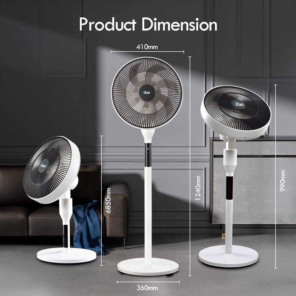 [CLIMATE VOUCHER $400]iFan 14 DC Motor Stand Fan With Figure 8 Oscillation. white. IF7436