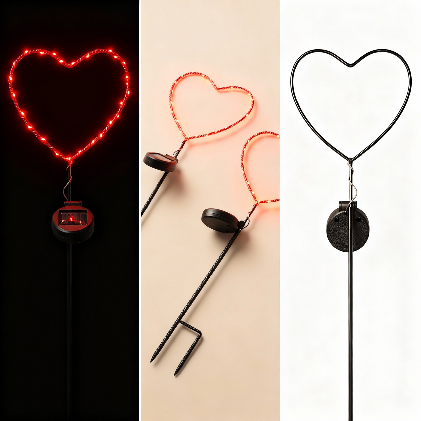 SunStake ❤️ Heart-Shaped Metal Frame Solar LED Garden Lights (Set of 2)
