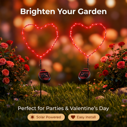 SunStake ❤️ Heart-Shaped Metal Frame Solar LED Garden Lights (Set of 2)