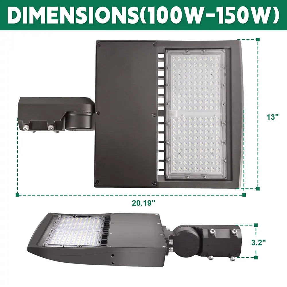 100W Led Parking Lot Light-14000 Lumens-CCT 5000K-Photocell Optional-250 MH Equivalent-UL+DLC 5.1