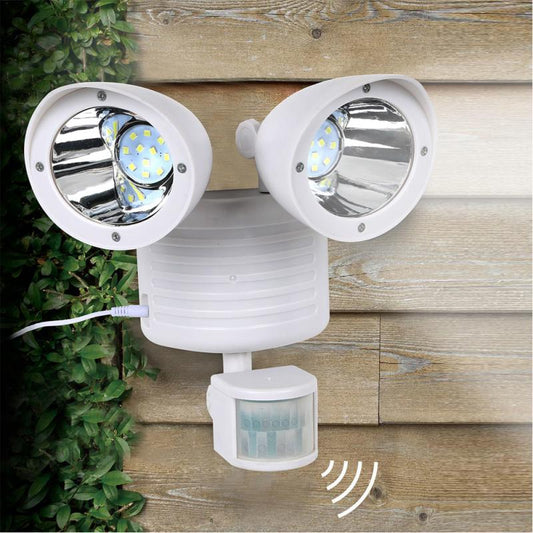 Lampe solaire jardin Double projecteur blanc
