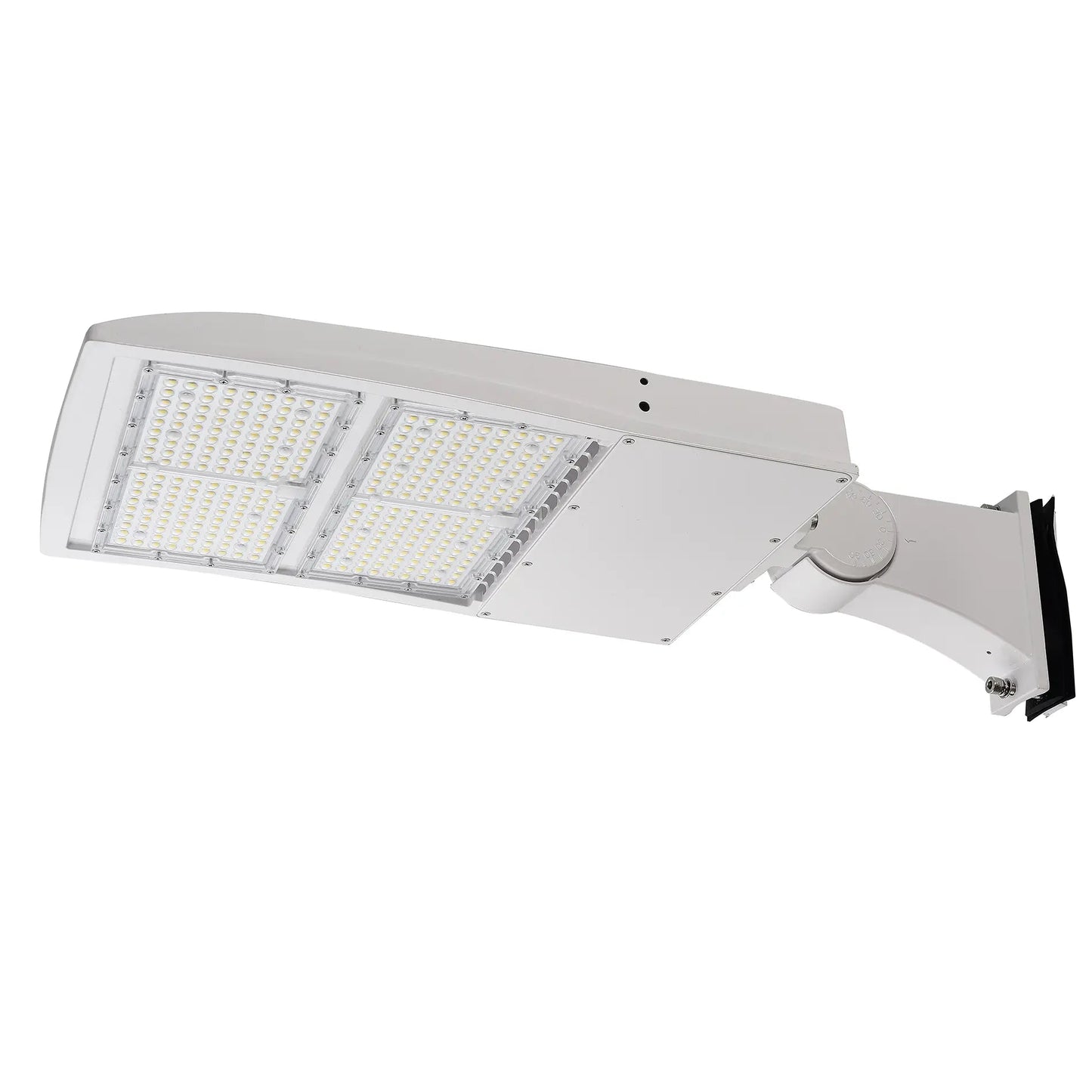 LED Parking Lot Light White Housing - 200-300W Selectable Shoebox - 42000LM 5000K Outdoor Commercial Lighting