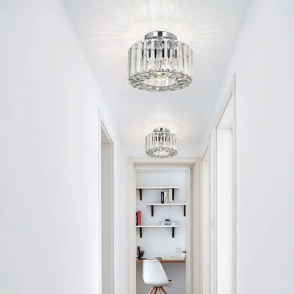 Crystal Chandelier Ceiling Light – Modern Glass Pendant in Silver Finish