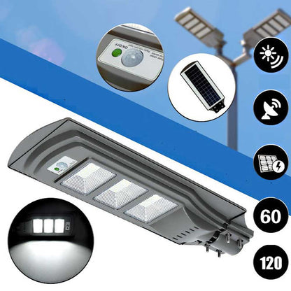 Lampadaire Solaire <br> Triple Bloc LED Gris 20/40/60 Watt