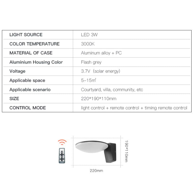 Lampe solaire design Applique murale en Alu