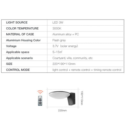 Lampe solaire design Applique murale en Alu