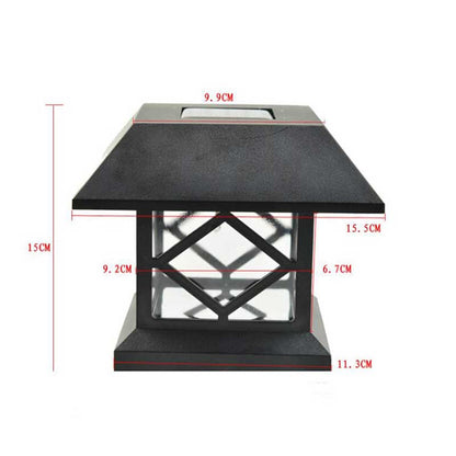 Lampe solaire Jardin Chapeau de Pilier Carré Noire