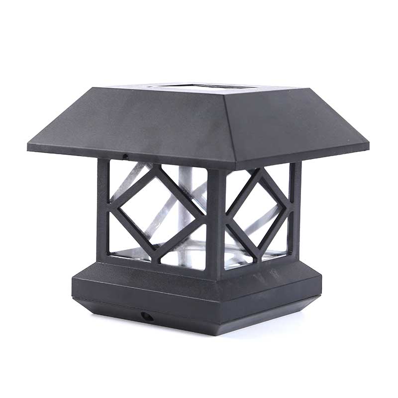 Lampe solaire Jardin Chapeau de Pilier Carré Noire