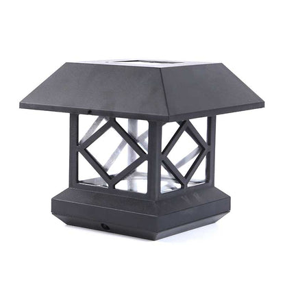 Lampe solaire Jardin Chapeau de Pilier Carré Noire
