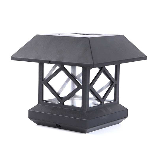 Lampe solaire Jardin Chapeau de Pilier Carré Noire