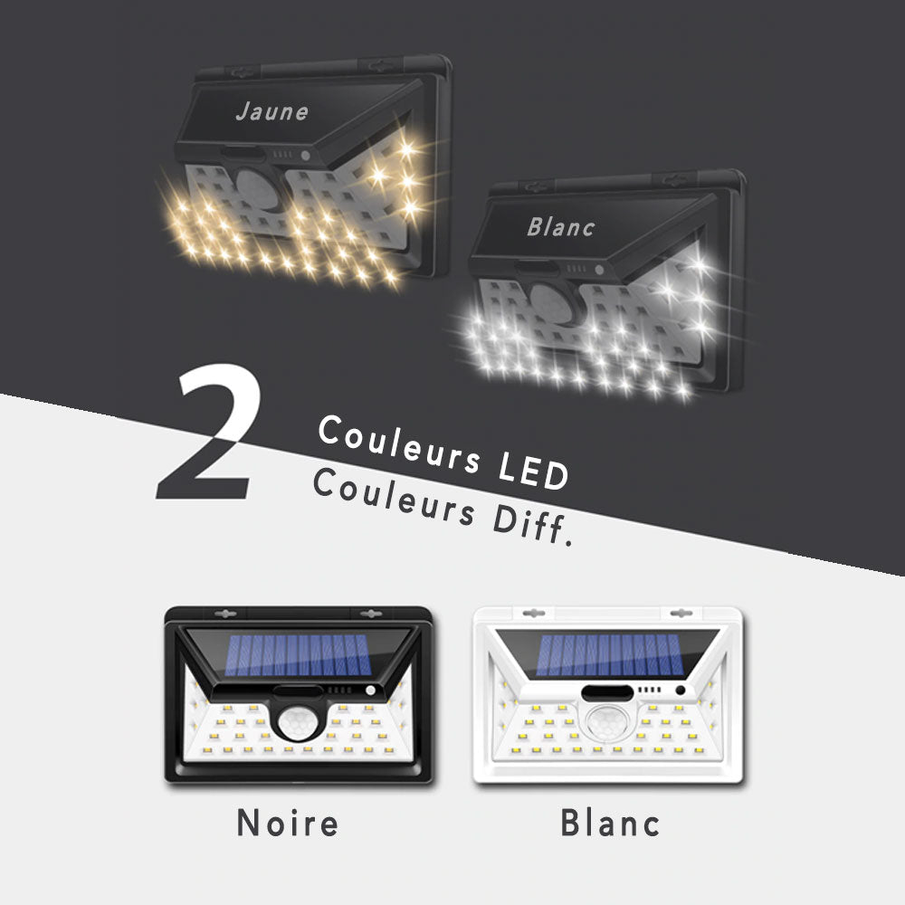 Applique murale solaire Extérieure Blanche LED Jaune