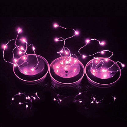 Bocal lumineux solairel 10 LED Rose. Vert. Rouge (Bocal + Couvercle)