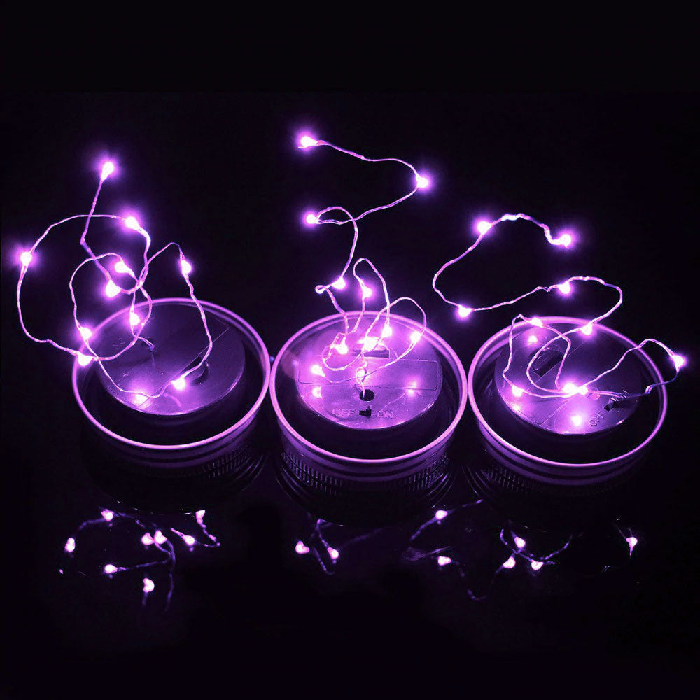 Bocal lumineux solairel 10 LED Rose. Vert. Rouge (Bocal + Couvercle)