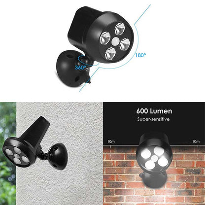 Lampe solaire jardin Projecteur 4 LED Noire