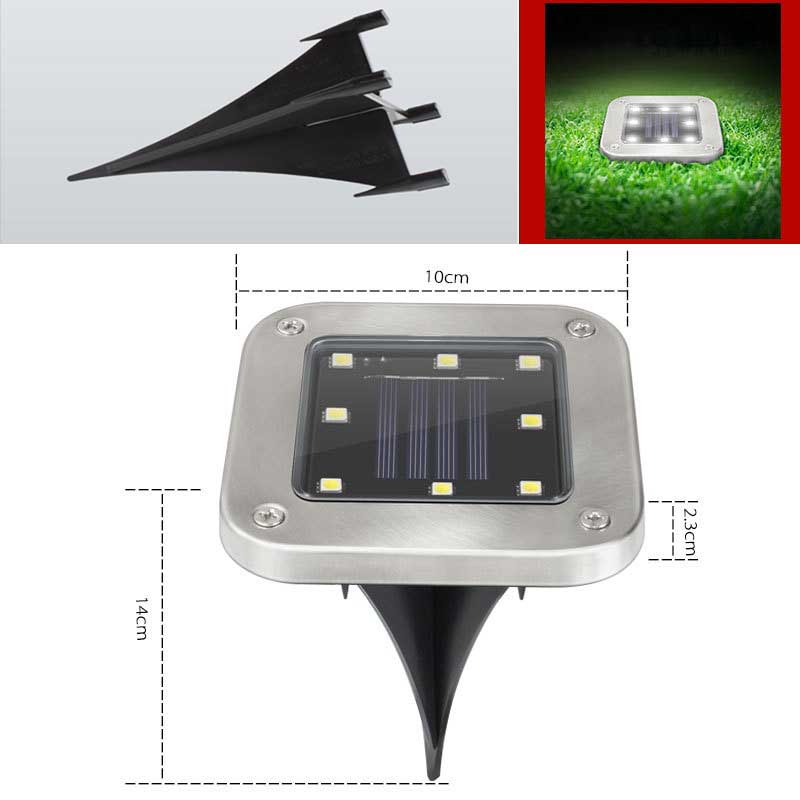 Balise solaire extérieure 2 Piquet de Sol en Inox (Carré)
