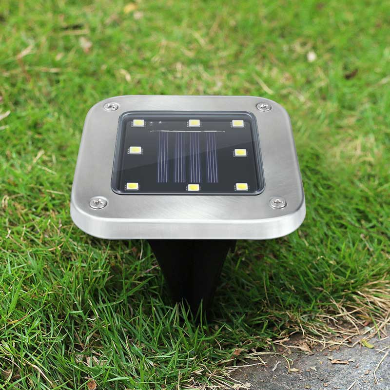 Balise solaire extérieure 4 Piquet de Sol Inox (Carré)