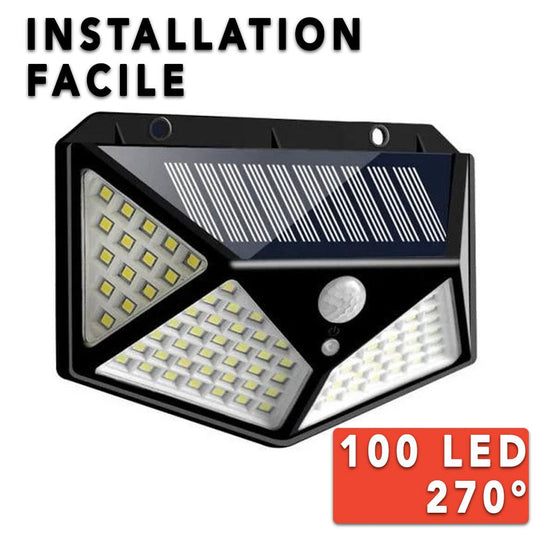 Applique murale solaire 100 LED Noire (PIR)