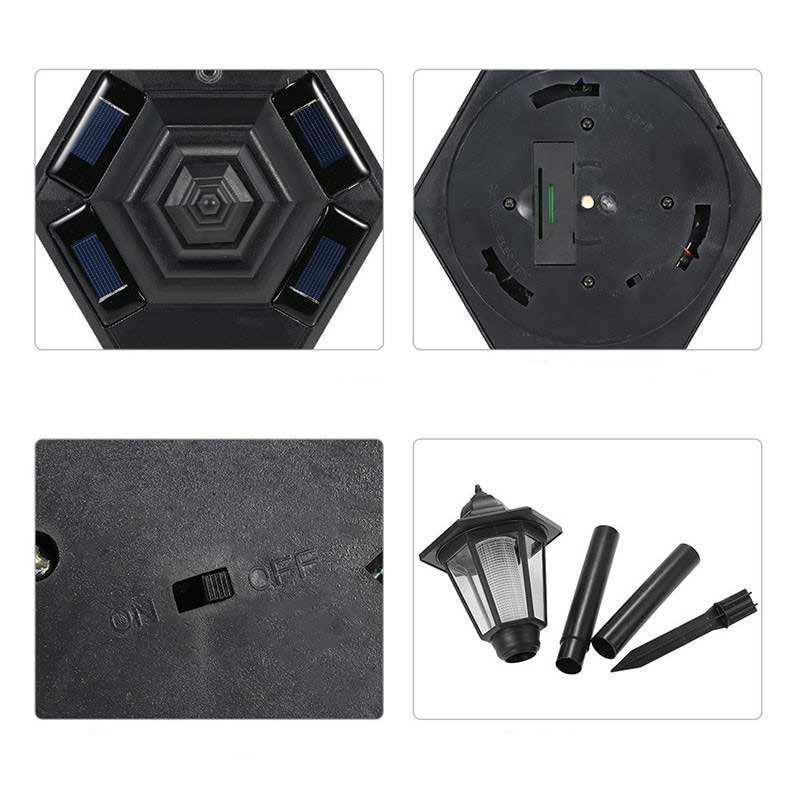 Piquet solaire jardin Balise Chapeau Pointu Noire (2Pcs)
