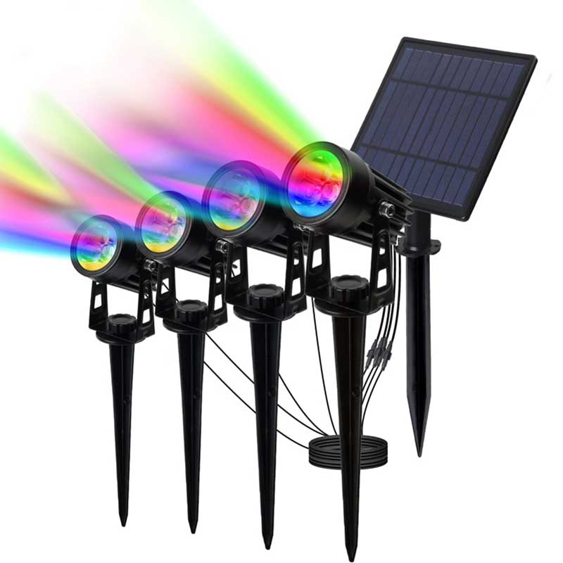 Lampe solaire jardin 4 Projecteur LED Multicolore