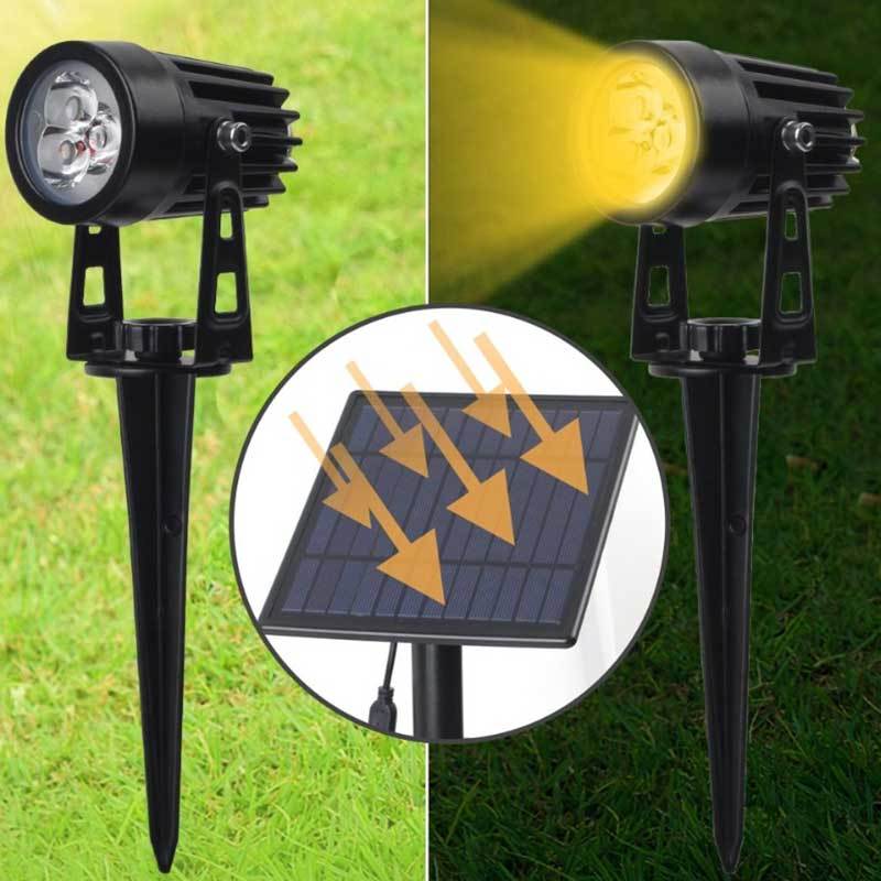 Lampe solaire jardin 4 Projecteur LED Jaune