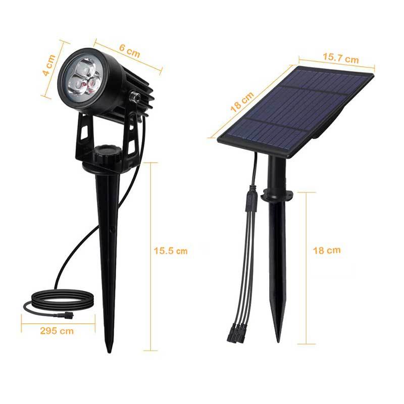 Lampe solaire jardin 4 Projecteur LED Jaune