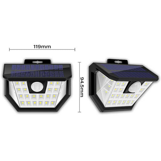 Applique murale solaire 28 LED noire (PIR)