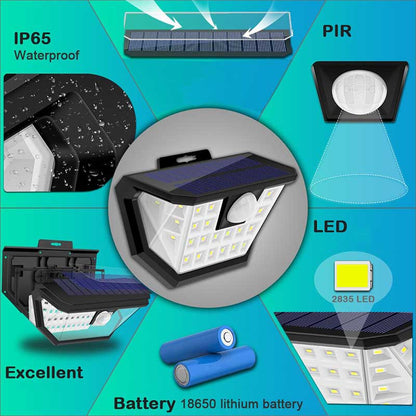 Applique murale solaire 48 LED Noire (PIR)