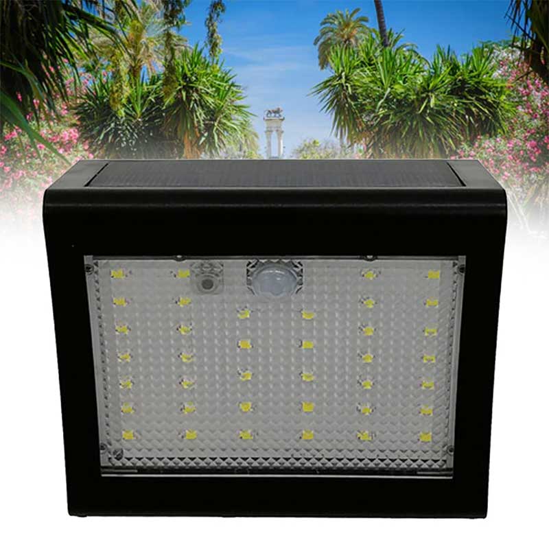 Applique murale solaire 38 LED noire (PIR)