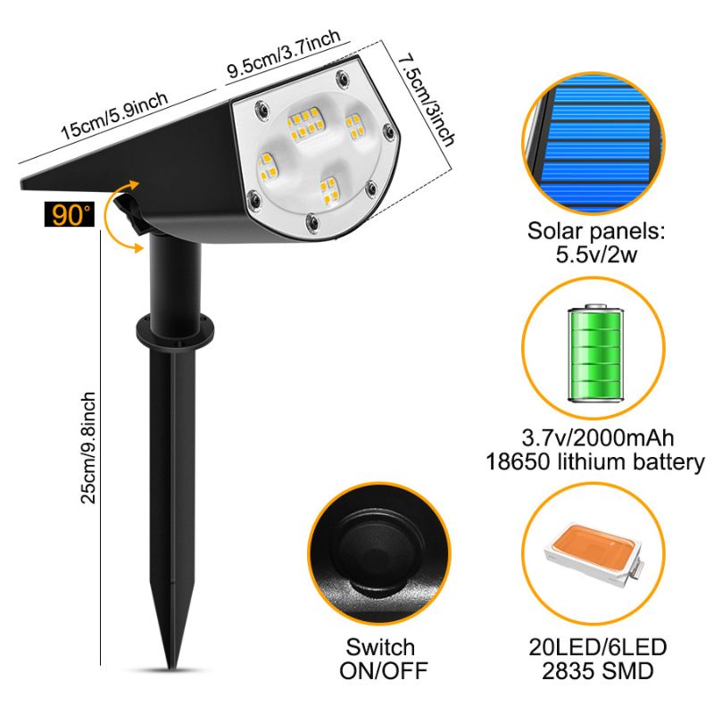 Lampe solaire jardin à piquer (1/2/4 PCS)