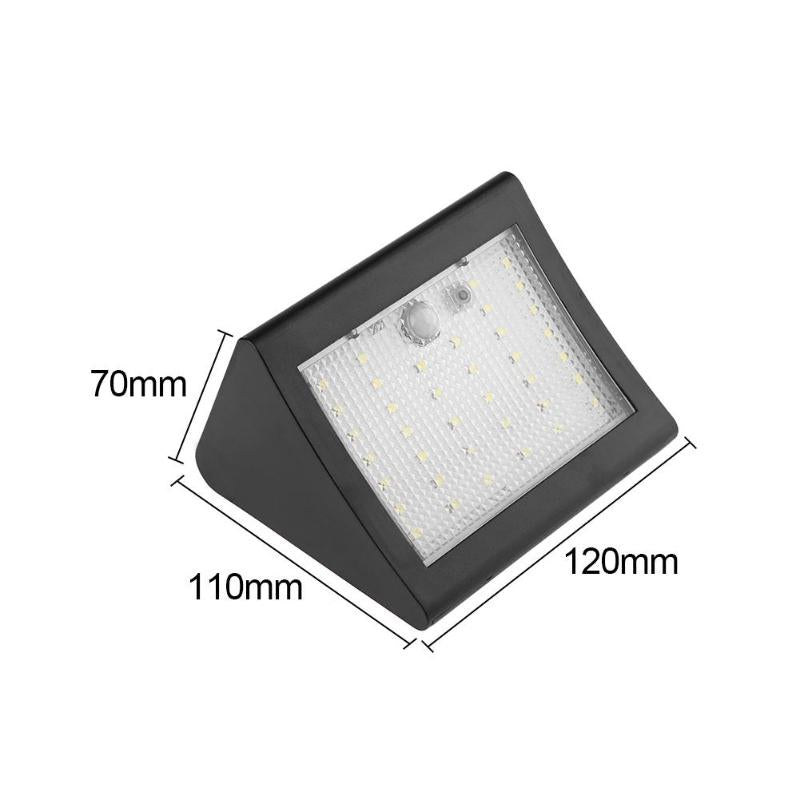 Applique murale solaire 38 LED noire (PIR)