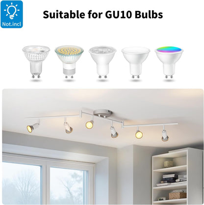 6 Way Rotatable Ceiling Spotlight – Modern GU10 Black Ceiling Light Fitting for Kitchen. Living Room. Bedroom. Dining (No Bulbs)