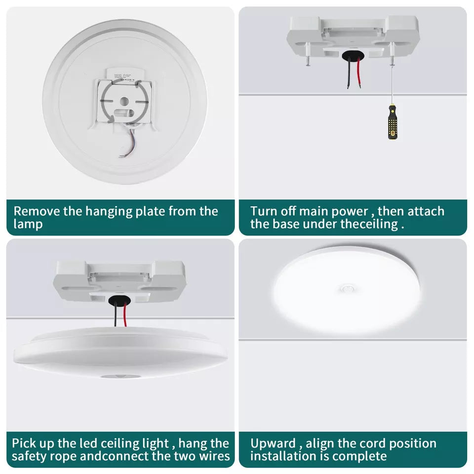 Round 48W LED Ceiling Light Panel with PIR Motion Sensor – Ultra Slim. Waterproof. Modern Design