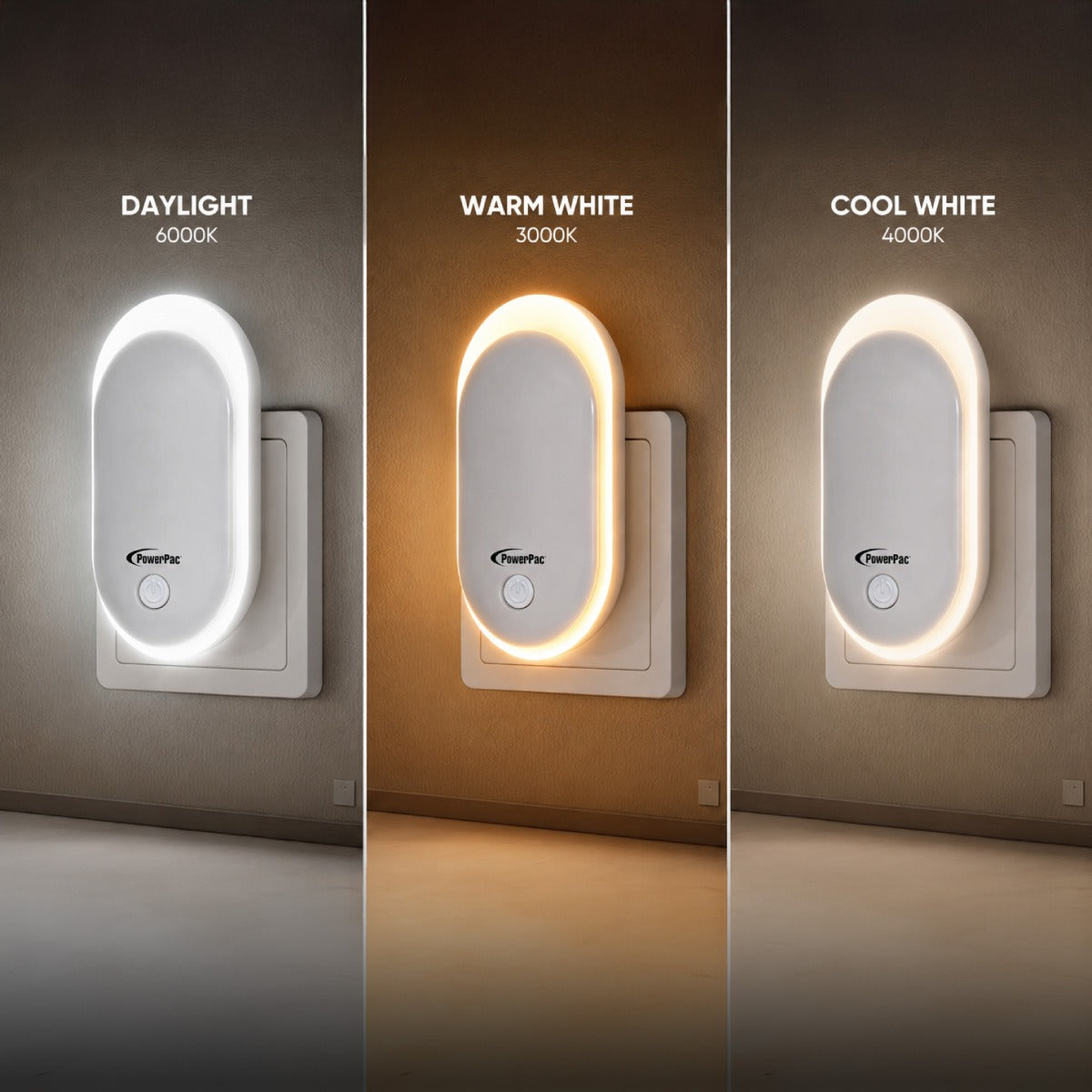 PowerPac LED Night Light. bathroom & living room Energy saving lighting lamp (MC16)