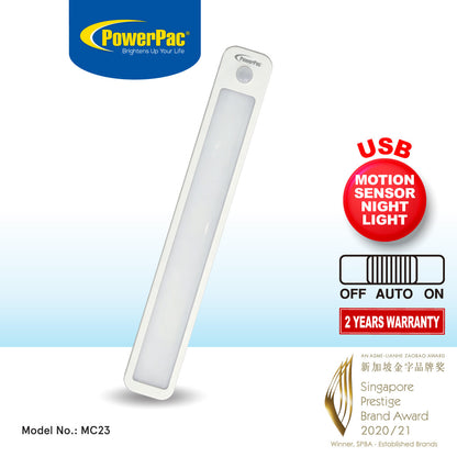 PowerPac USB LED Night Light with Motion Sensor Light. bathroom & living room Energy saving lighting lamp (MC23)