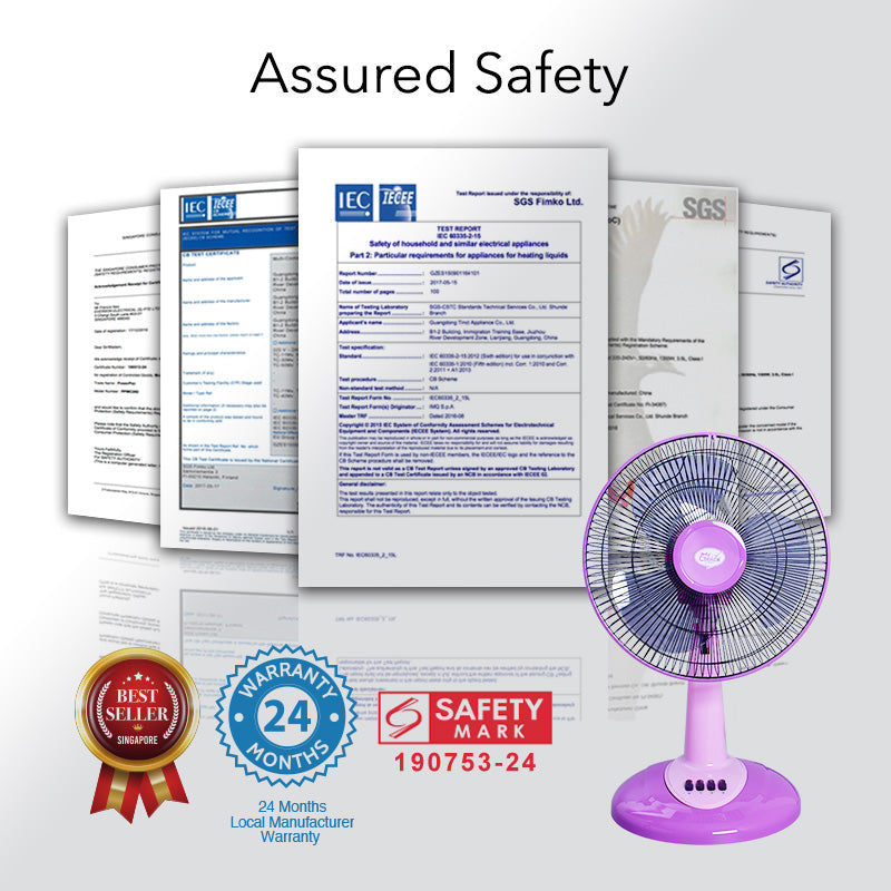 My Choice 12 Desk Fan – High Velocity. Adjustable Tilt. Oscillation. Quiet. Durable. Overheat Protection. 3-Speed. pink & purple. MC303