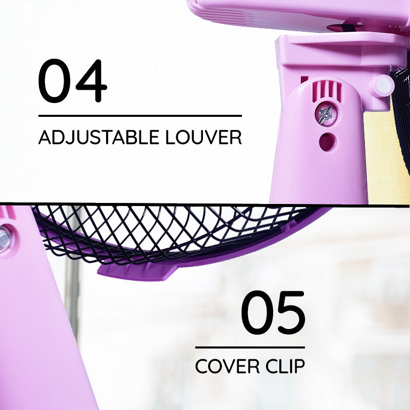 My Choice 12 Desk Fan – High Velocity. Adjustable Tilt. Oscillation. Quiet. Durable. Overheat Protection. 3-Speed. pink & purple. MC303