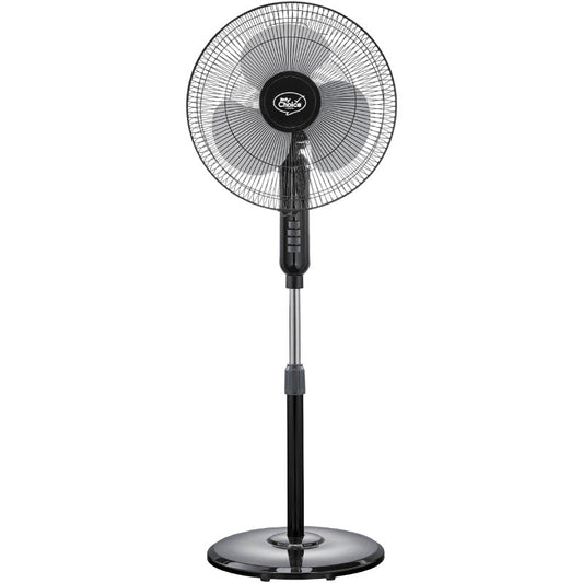 My Choice 16 Stand Fan – Adjustable Tilt & Height. Oscillation. Powerful. Sturdy. Quiet. Energy-efficient. 3-Speed. black. MC40
