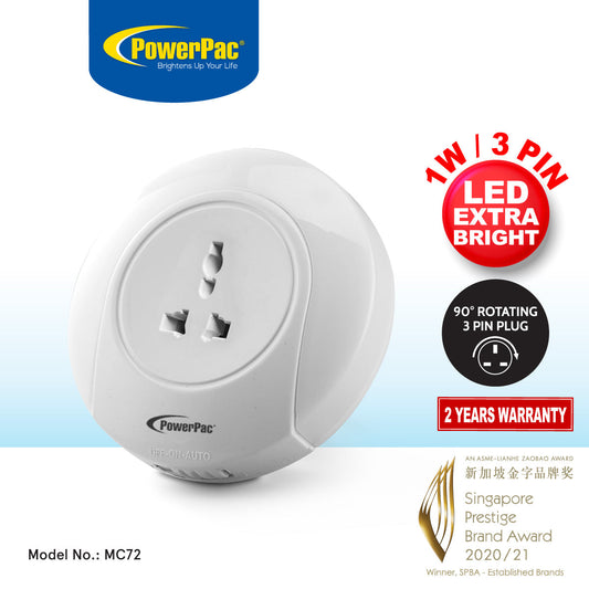 PowerPac LED Night Light with Power Switch & Auto Mode (MC72)