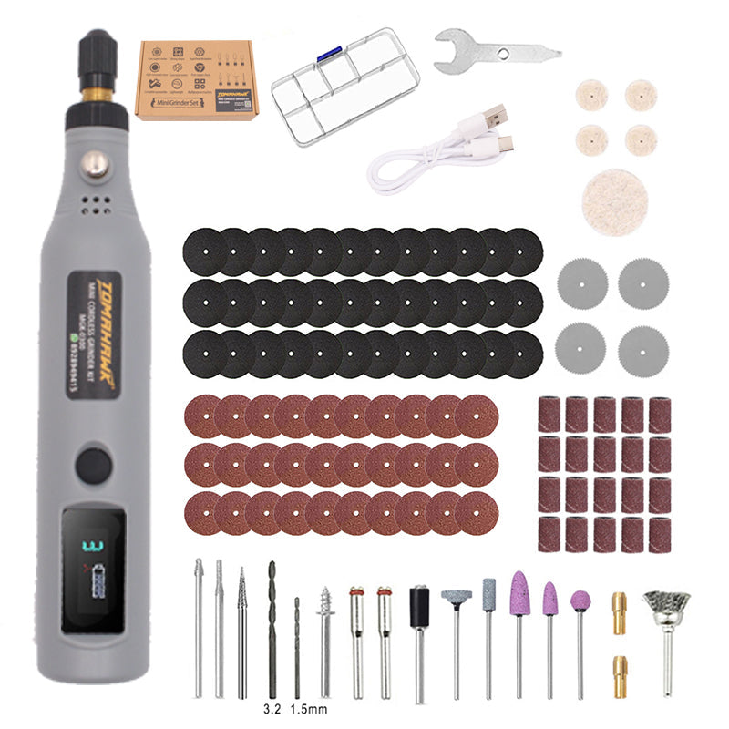 Cordless Electric Mini Drill Grinder Set - Variable Speed. Gray - MGK-0300