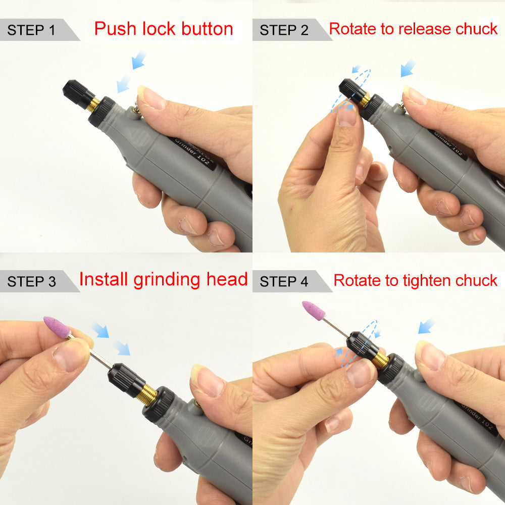 Cordless Electric Mini Drill Grinder Set - Variable Speed. Gray - MGK-0300